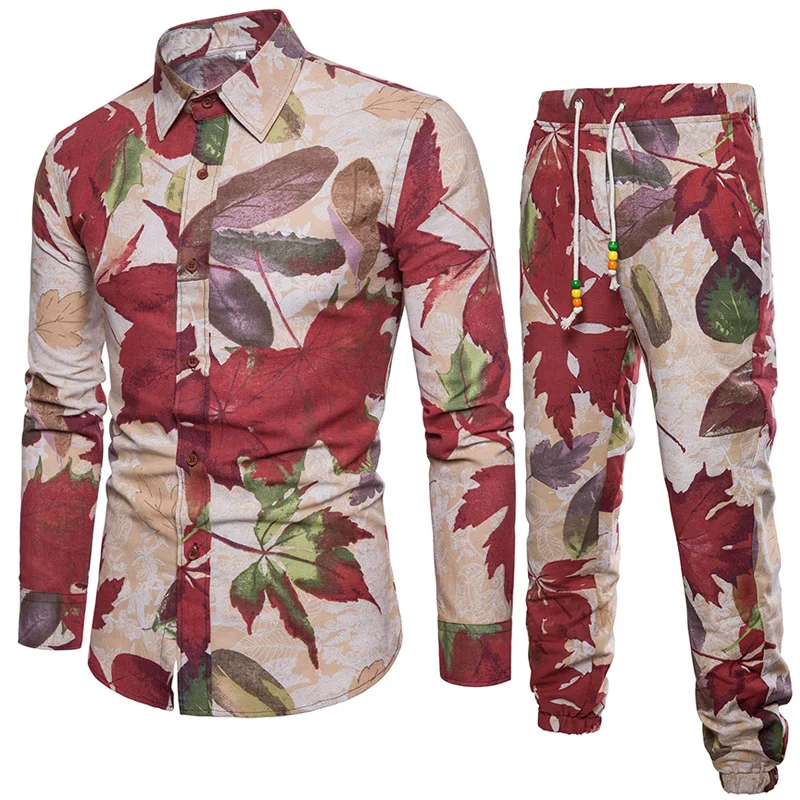 Мужской праздничный костюм стиль растения деревья одежда с принтом высокое