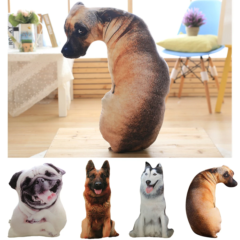 

3D Simulation Puppy Shape Cushion Throw Pillow With PP Cotton Inner Home Decor Sofa Toys Soft Plush Short Dog Doll Detachable