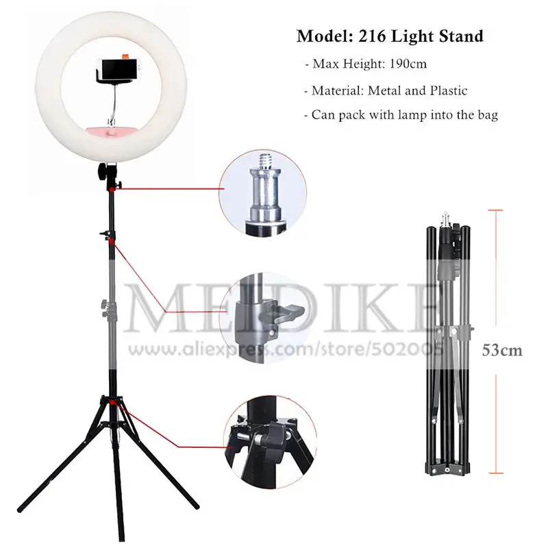 

Yidoblo Pink FS-480II Bio-color adjustable beauty salon make up 48W Ring Light LED Lamp+ 2M stand +Bag + batteries Kit