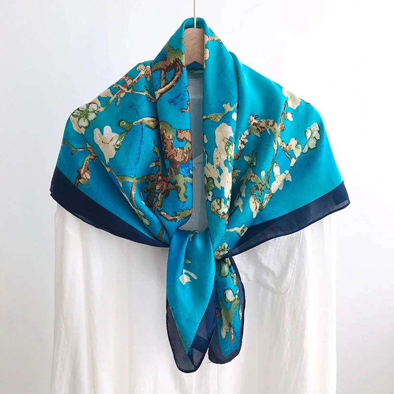 

2021 new spring women scarf quality shawl silk fashion scarf headscarf beach sunscreen bag headscarf scarf 90cm*90cm