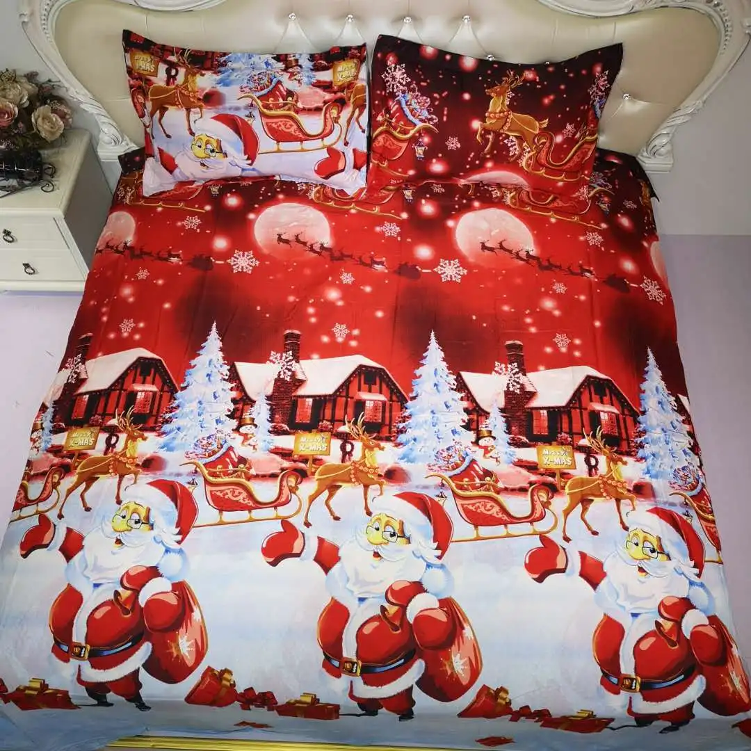 Комплект постельного белья с 3D-принтом Санта-Клауса, 2 или 3 предмета от AliExpress WW