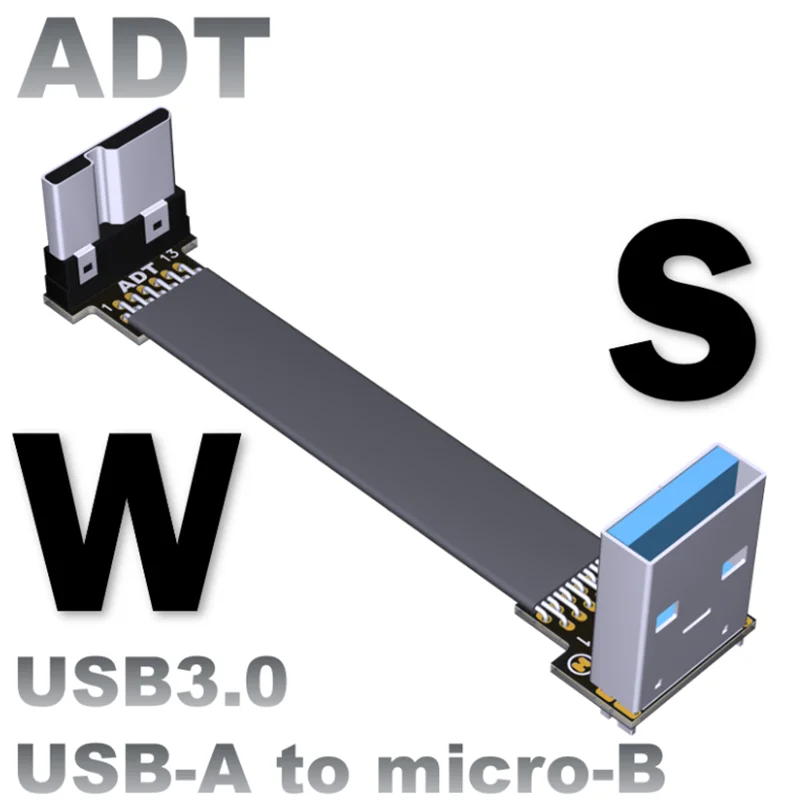 

USB 3.0 Type-A к USB 3,0 micro-B плоский защитный кабель с двойным изгибом 0,03 М-3 м Φ/bps Поддержка OTG Φ к micro-B FPV кабелю