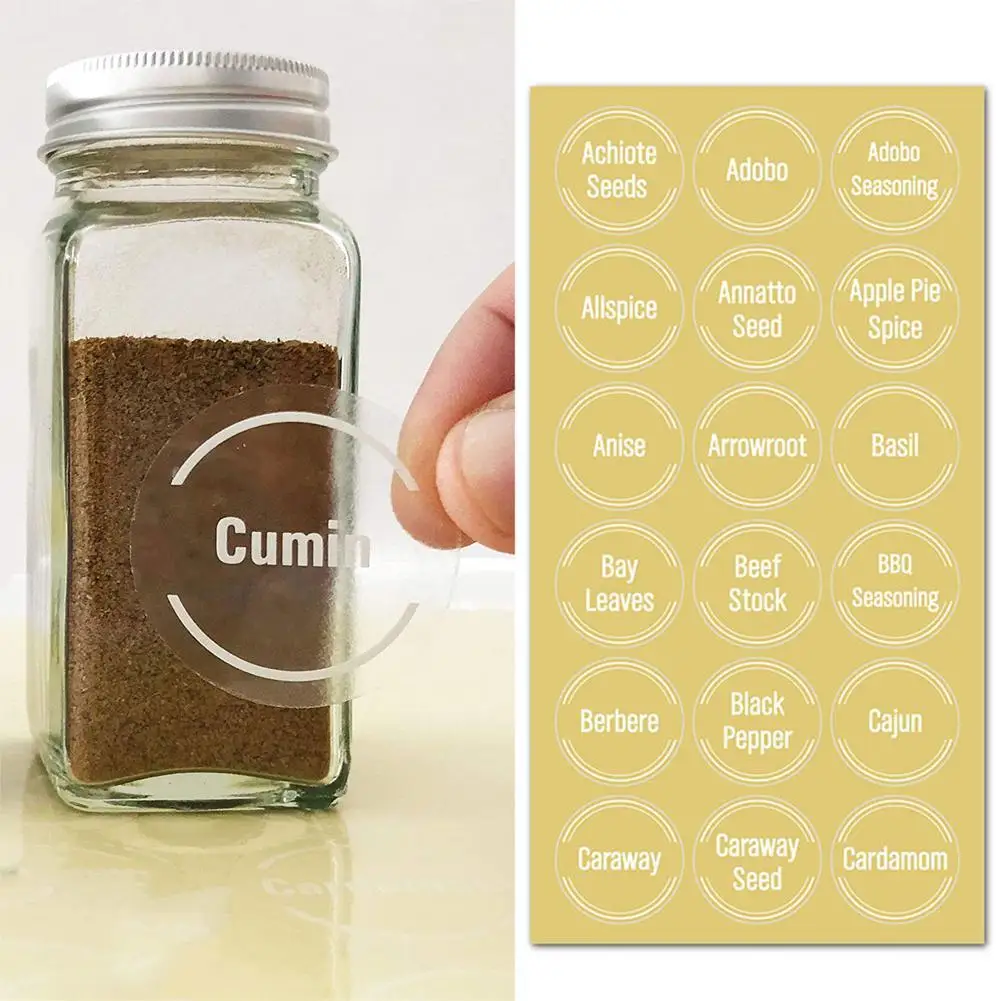 

144pcs Waterproof Jars Bottle Container Label Transparent Kitchen Food Label Stickers On Can Storage Box Stickers