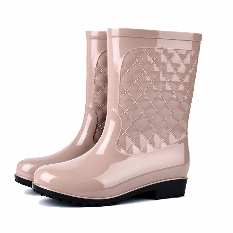 

PVC Fashion Waterproof Women Rainboots Winter Warm Non-slip Girl Rain Boots New Rain Shoes Garden Kitchen Work Rubber Boots NEW