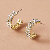 new jewelry for women bohemian fashion earrings alloy geometric diamonds colorful c shaped female stud earrings wedding jewelry