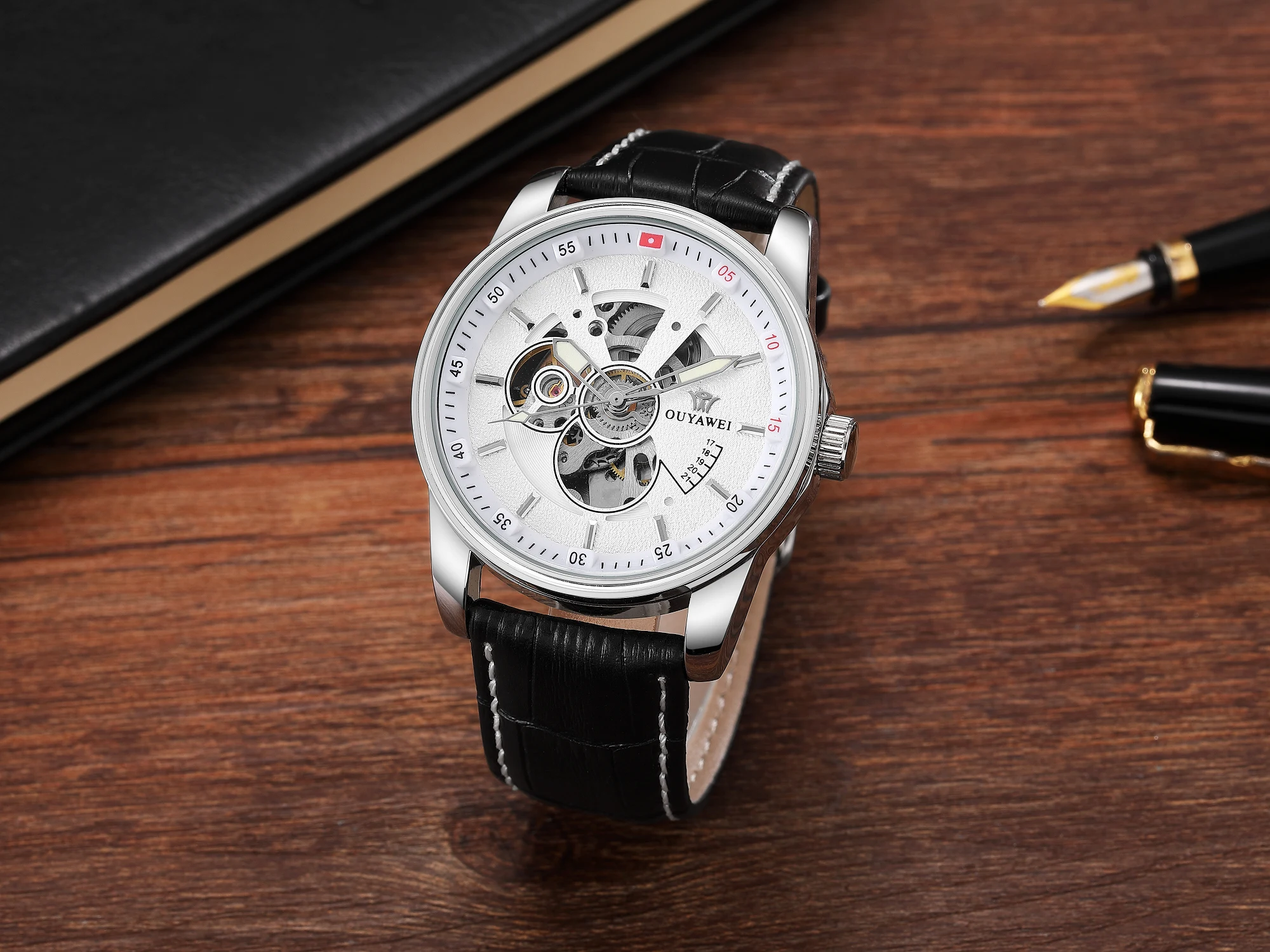 

OYW Skeleton Watches Mechanical Automatic Watch Men Clock Black Casual Business Waterproof self wind Wrist Watch Relojes Hombre