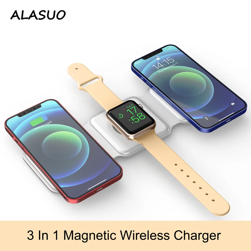 

Беспроводное зарядное устройство 3 в 1, 15 Вт, для iPhone 12 pro, 11 pro, iwatch 2, 3, 4, 5