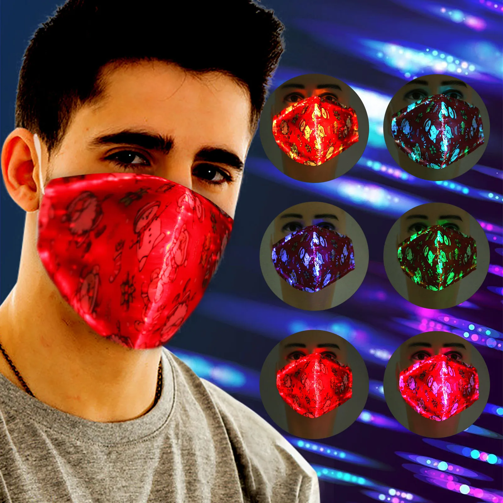 

LED Flashing Mask Colorful Luminous Mask Unisex Party Christmas Halloween Anti-Dust Protective Atmosphere Face Mask mascarillas