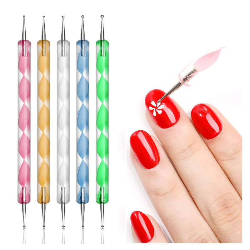 

5 PCS Nail Art Dotting Pen Kit Nail Art Rhinestones Gems Picking Crystal Dotting Pen For DIY Embossing Drawing Nail Art Decor