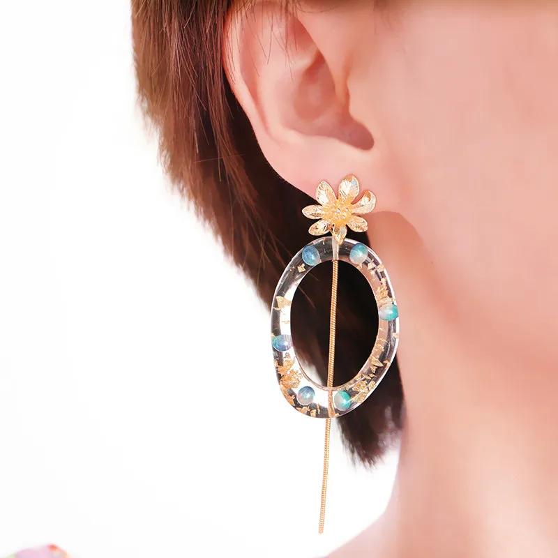 

Korea Forest Flower Fairy Holiday Tassel Long Stud Earrings Plant Trendy Ins Popular Pink Christmas Vintage Jewelry