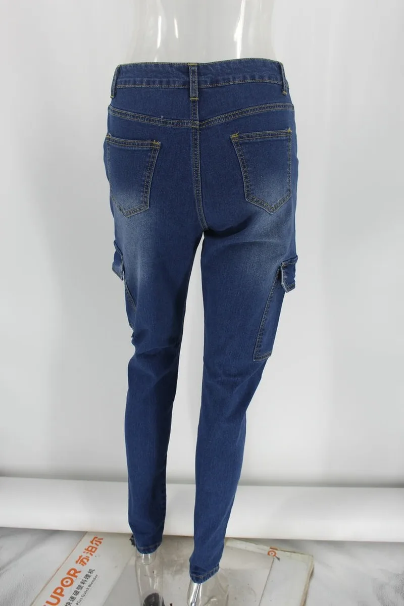 

WEPBEL Women Vintage Skinny Jeans Ladies Elegant Pocket High Waist Pencil Denim Pants Female Slim Fit Denim Trouser