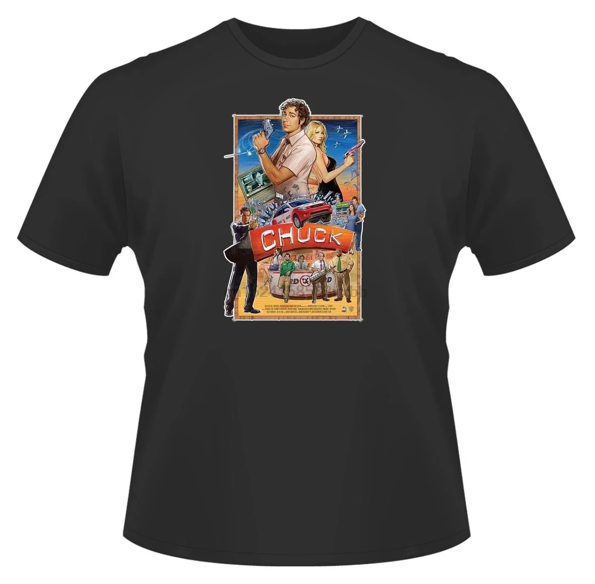 Мужская забавная футболка Чак ТВ плакат идеальный подарок или на день рождения.