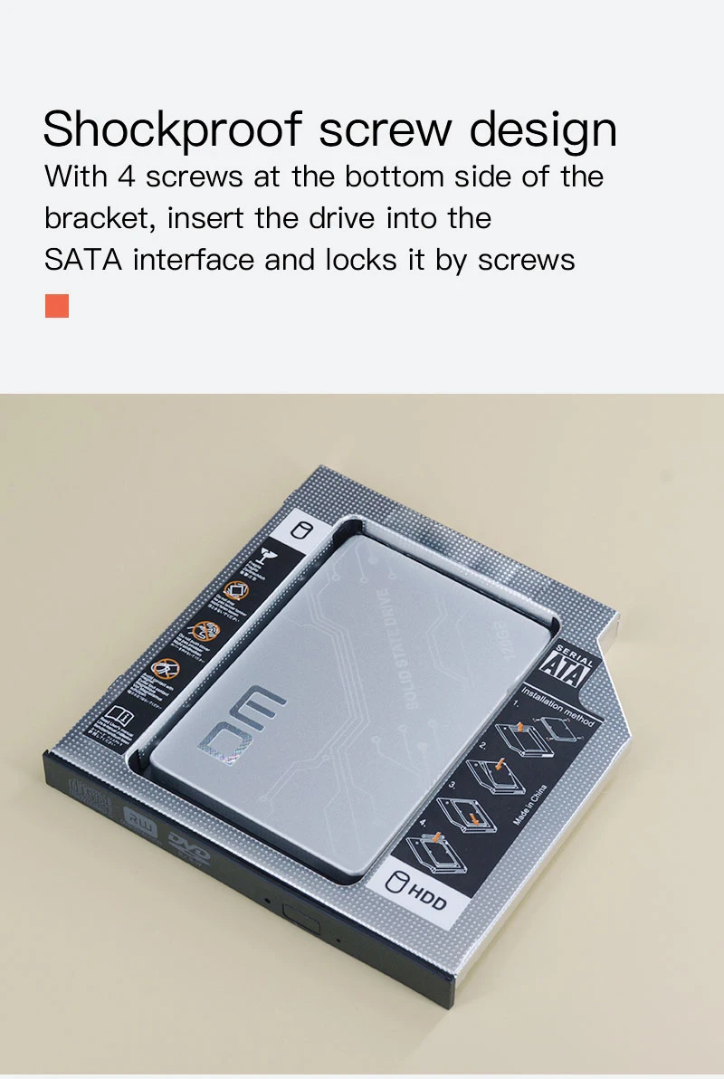 UTHAI T01 CD-ROM Drive to SSD Hard Disk Bracket Laptop Internal Enclosure 2.5 inch SATA I II III HDD Drive 12.7mm SATA3 Adapter