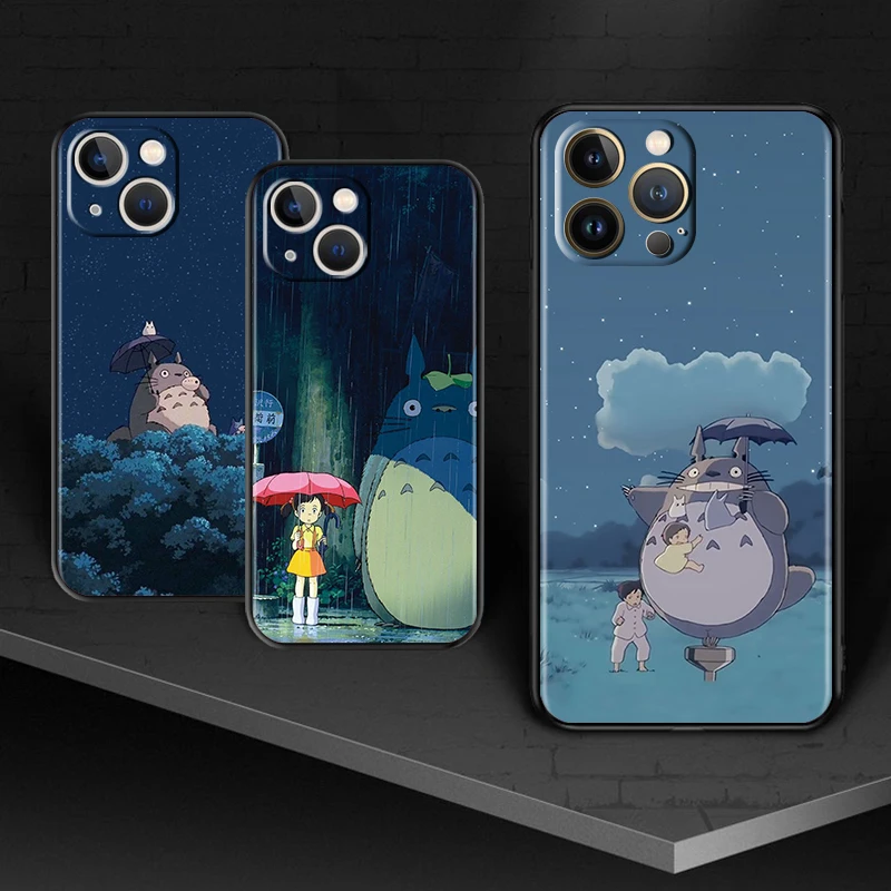 

Tokyo anime totorofor Apple iPhone 13 12 11 Pro Max mini XS XR X 7 8 6S 5S SE 2020 Soft Black Phone Case Cover