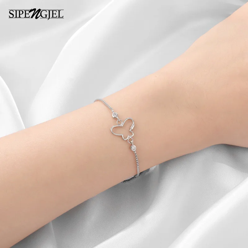 Модный кубический циркон маленький геометрический браслет бабочка Открытый