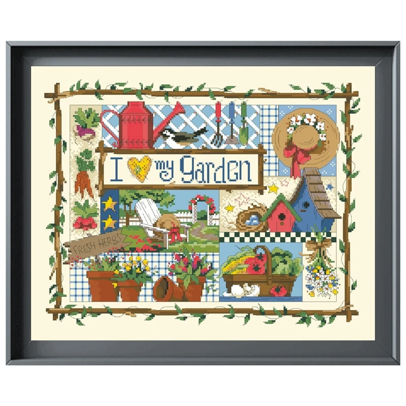

I love my garden cross stitch kit aida fabric 18ct 14ct 11ct light yellow canvas cotton thread cross stitch kits for adults