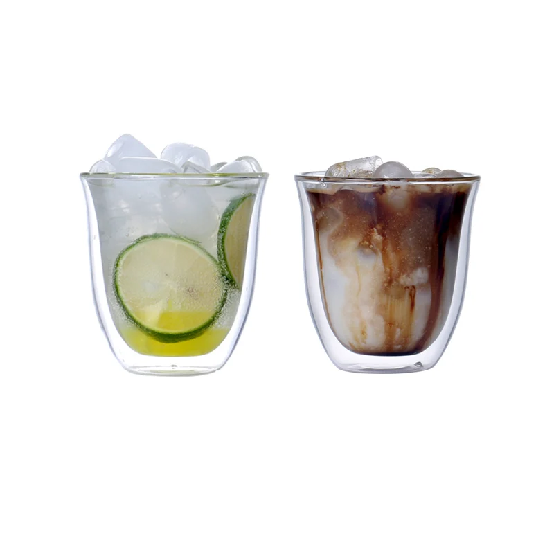 

Set of 2 7ozheat resistant borosilicate glass double wall coffee mugs for latte espresso mixed drinks tea cups gift 220ml