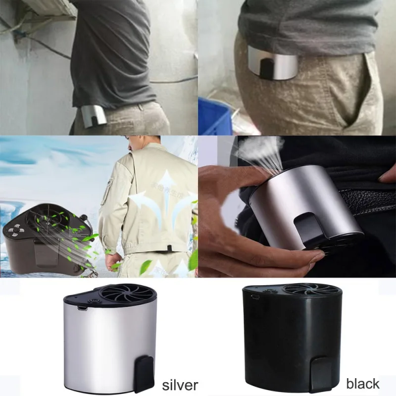 

Portable USB Rechargeable Waist Fan Mini Personal Air Cooling Fan With Clip 2 Settings For Home Office School Travel Beach