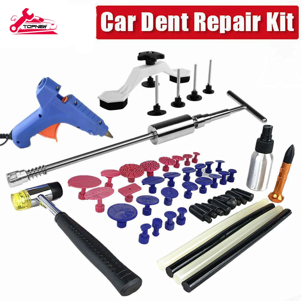 

Paintless Dent Repair Tools Kit Auto Body Dent Repair Tool Dent Lifter Puller with Glue Tabs Glue Gun Tools Glue Sticks