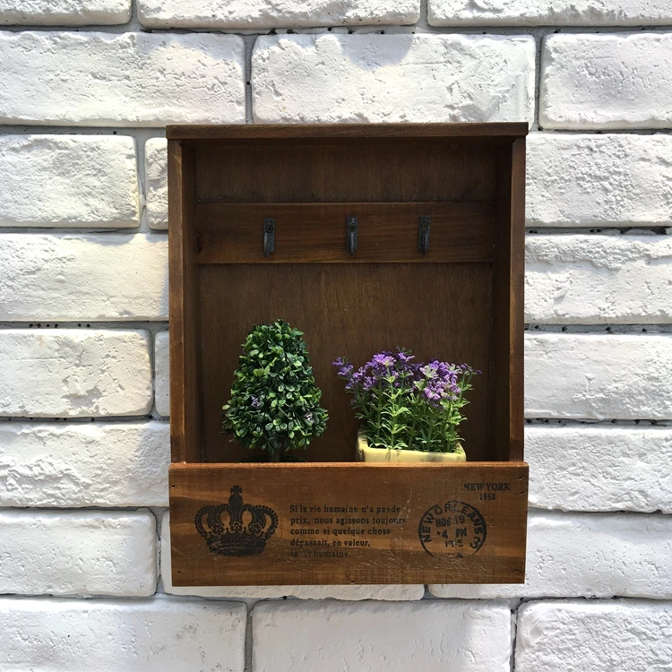 Винтажный крючок для ключей из массива дерева без отверстий подвесной брелок