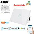 Умный выключатель AXUS Tuya, настенный сенсорный выключатель с Wi-Fi, без нейтрального провода, 123 клавиши, для Alexa Google home, Голосовое управление