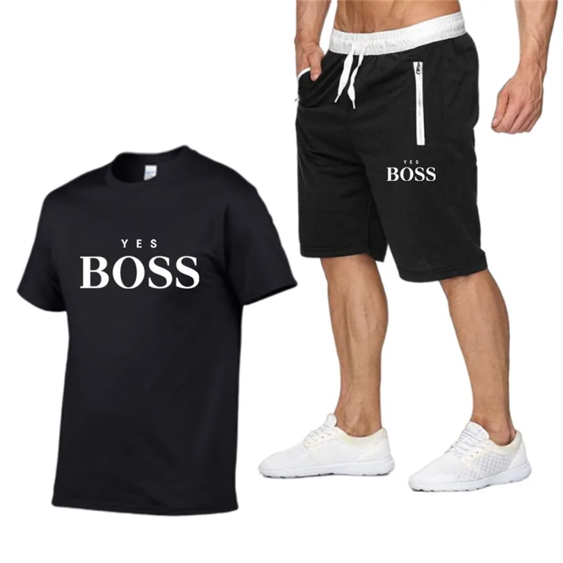

2021 hot sale summer T-shirt pants suit casual brand fitness jogging pants T-shirt hip hop fashion men's sportswear