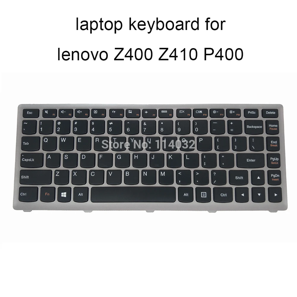 

laptop keyboard for lenovo Z400 P400 Z400N Z400A Z400T Z400P Z410 US English black with silver frame keyboard internal 25205849