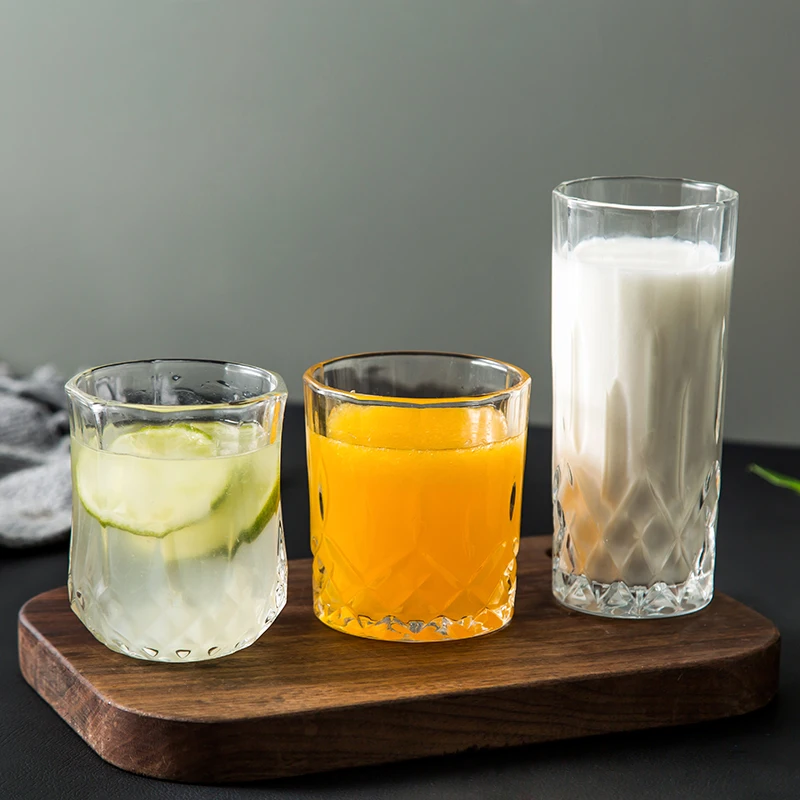 

Household Clear Glass Cups Coctail Creative Water Tea Glass Cup Breakfast Milk Juice Taza De Cafe Kitchen Dining Bar EB5GC