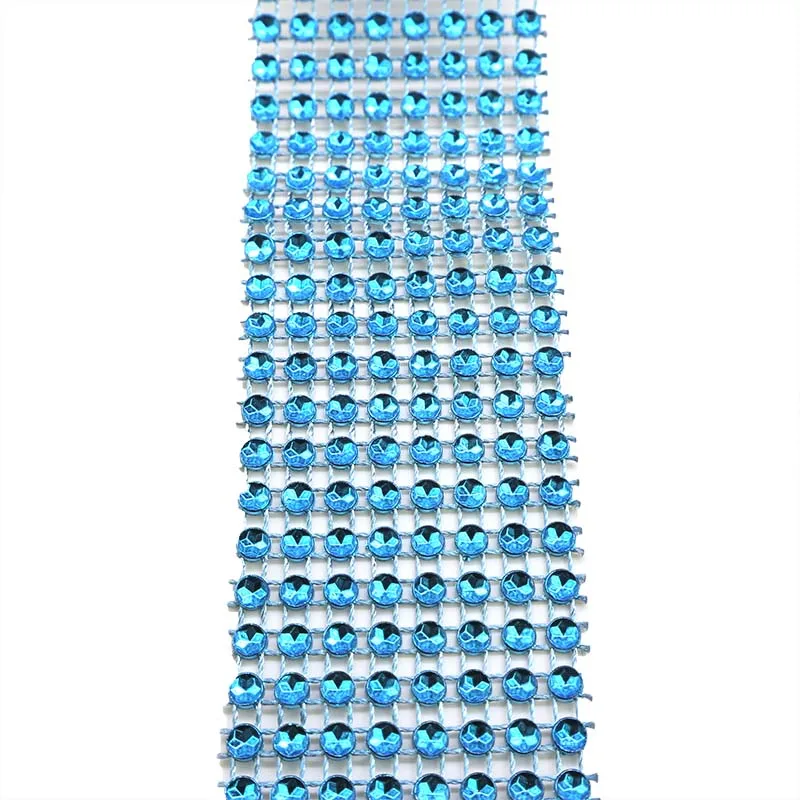 06 blue 2 ярда 4 см блестящая Алмазная сетка, лента, Серебряные стразы, сетка для дома, вечерние украшения, лента со стразами, ручная работа - Цвет: 06 blue
