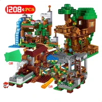 1208pcs my world sets village city tree house waterfall warhorse building blocks with figures bricks gift diy toys for children