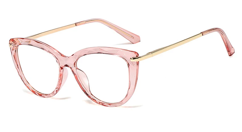 pink with clear Peekaboo tr90, женские очки по рецепту, женские, кошачий глаз, половина металла, золотые, черные, прозрачные очки, Женская оправа, прозрачные линзы - Цвет оправы: pink with clear