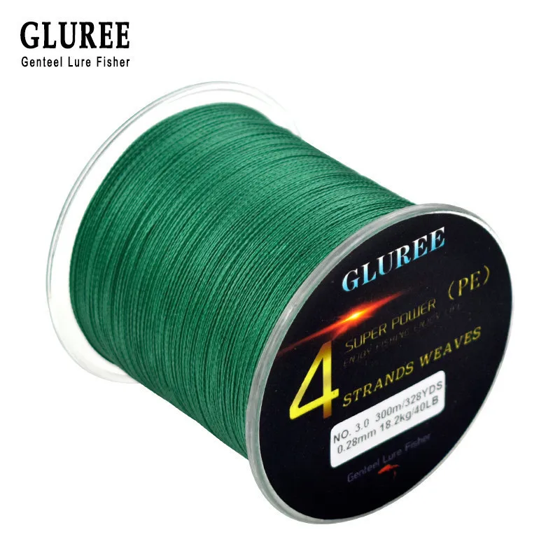 GLUREE 300 м/328 ярдов 4 стоит PE плетеная рыболовная леска из ПЭ 100% Комплексная линия