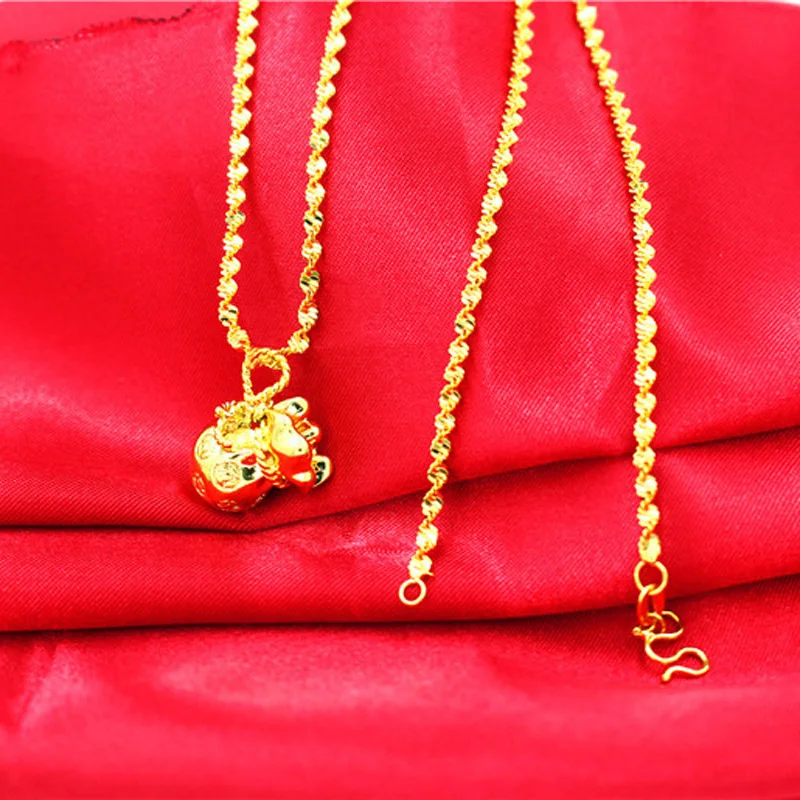 Ожерелье женское Очаровательное ожерелье из чистого золота с мешочком 45 см -