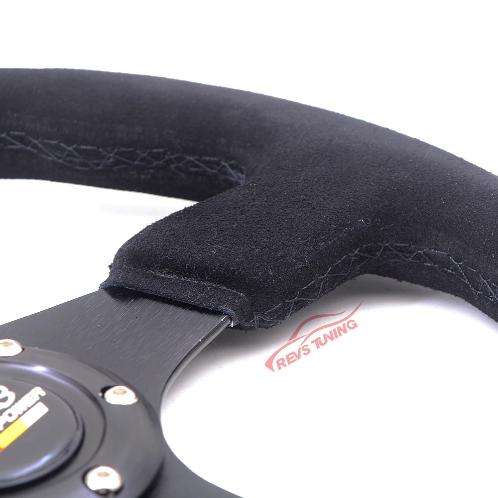 Черный цвет спицы замша кожа Mugen 14 дюймов гоночный руль|leather racing steering wheel|mugen wheelblack