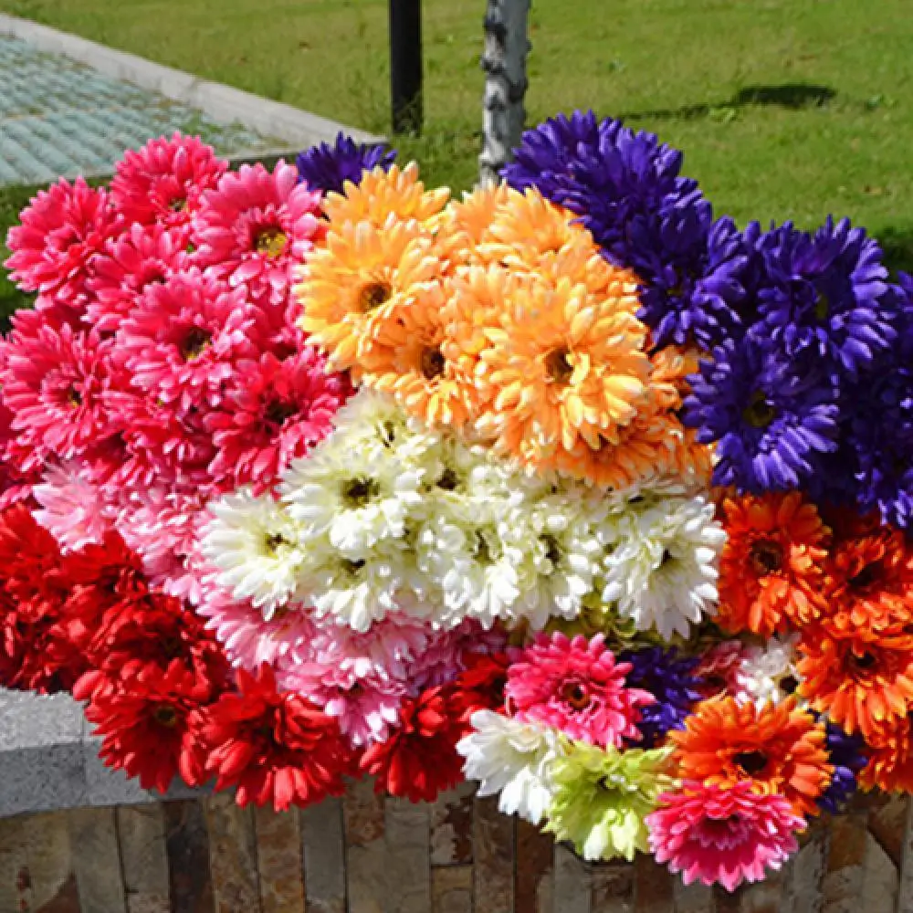 

80% Hot Sale 1 Pc Artificial Silk Gerbera Daisys Flower Wedding Party Bouquet Home Garden Decor