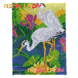 Latch Hook Rug Kits White Cranes Plush Wall Tapestry DIY Carpet Rug Thick Yarn Arts Cushion Crochet Floor Mat Home Decor Giftss