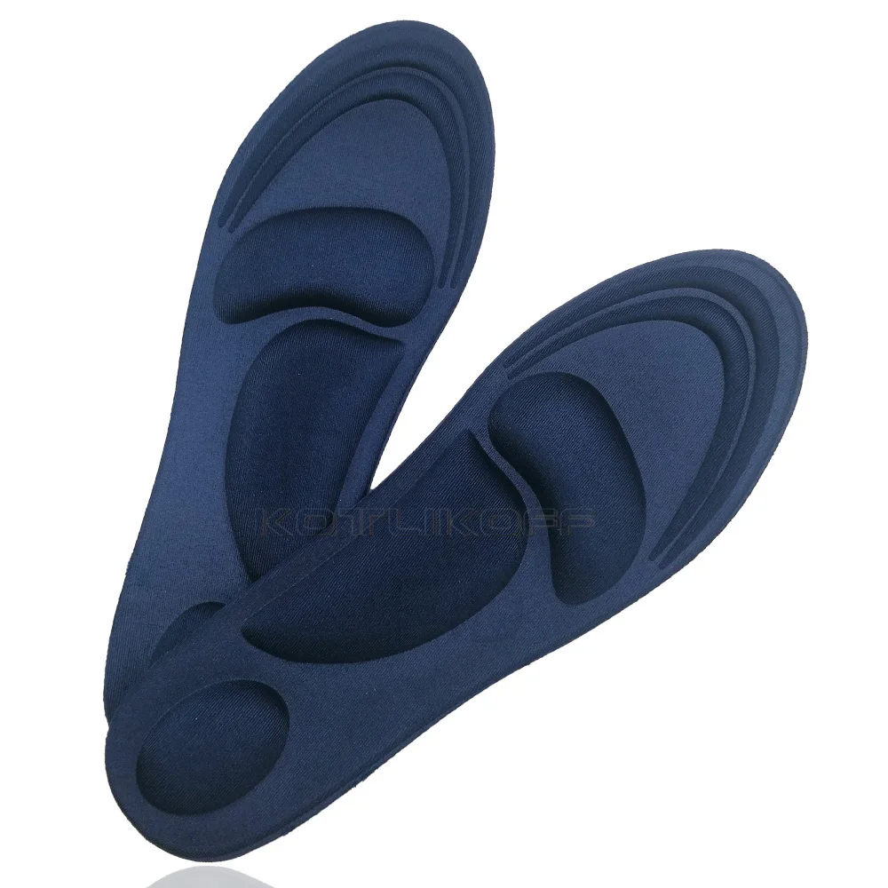 Blue 4D мягкие эластичные дышащие дезодорирующие стельки для бега, стельки для ног, мужские и женские стельки для обуви, ортопедическая прокладка - Цвет: Blue