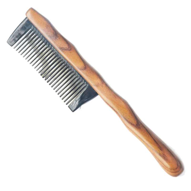 

1 PCS Natural Sandalwood and Horn Hair Comb Handmade Wooden Comb Detangling Wide Tooth Comb Unique Design
