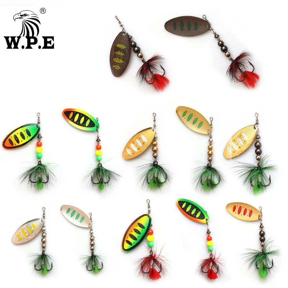 

W.P.E Spinner lure 1pcs 8.8g/13g/20.5g Metal Spoon Fishing Lure Hard Bait Feather Carp Fishing Bait Fishing Tackle Pike Wobblers