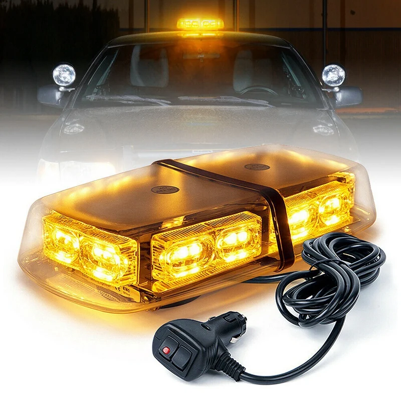 36 LED Strobe Beacon Lights Rooftop Flash Emergency Warning 12V-24V Truck Yellow/Amber |