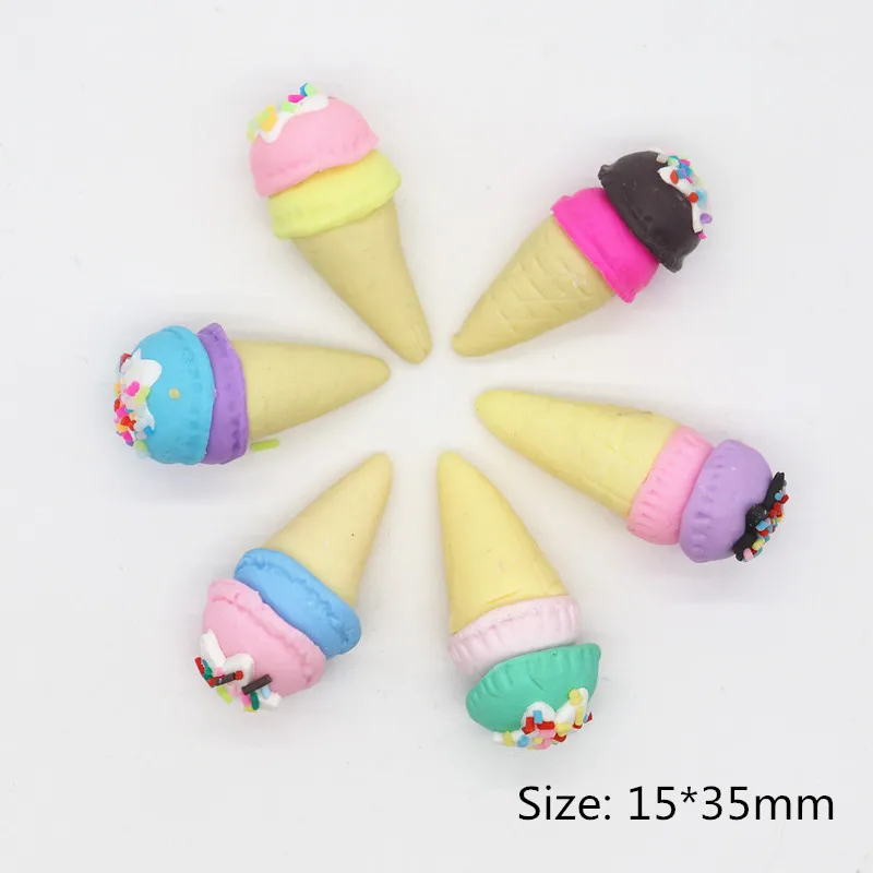 12 шт./лот 15*35 мм Kawaii мягкая глина Радуга мороженое кабошоны ручной работы