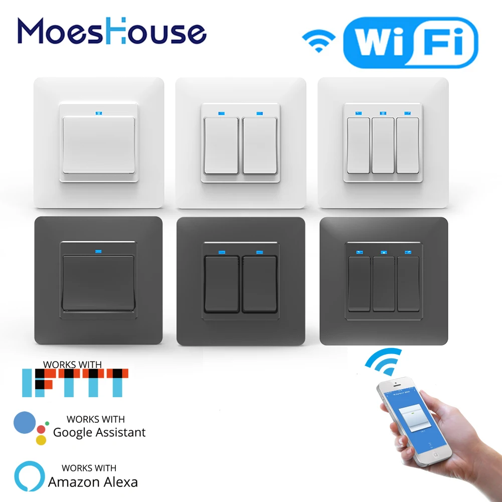 Умный кнопочный переключатель WiFi DE EU двусторонний многоканальный управления 1/2/3