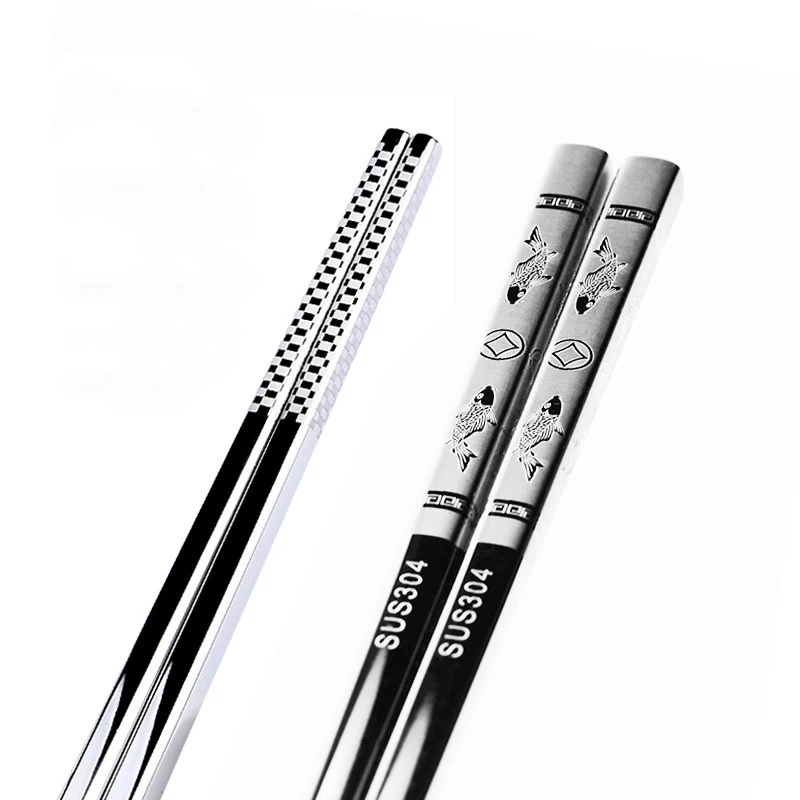 Sushi Dragon Stainless Black Iron Chinese Anti Skid Non Slip Fishs Alloy Rice Tableware Portable Gifts Chopsticks Sticks Metal | Дом и сад