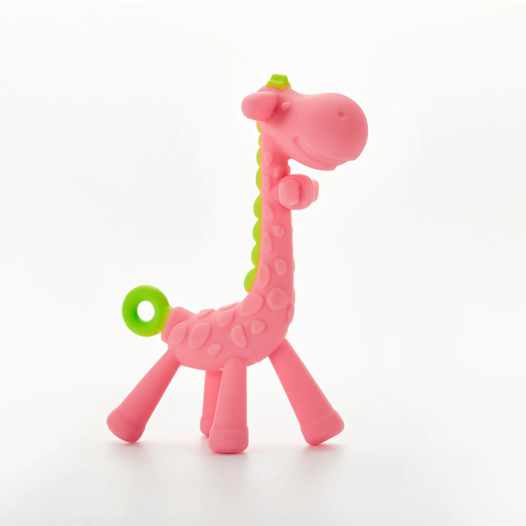 Mordedor de silicona de grado alimenticio para beb&eacute;, juguete para morder, sin BPA, con dibujos de animales coloridos-3