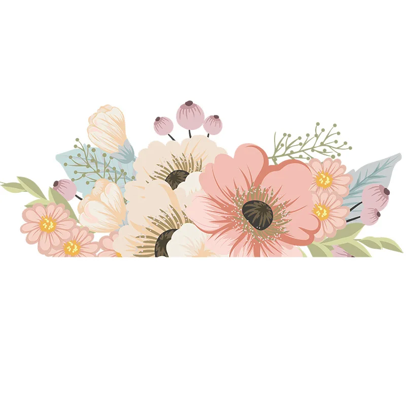 

Romantic Watercolor Flowers Wall Stickers Living Room Decor Bedroom Sofa Backdrop Decal Home Decoration Accessories