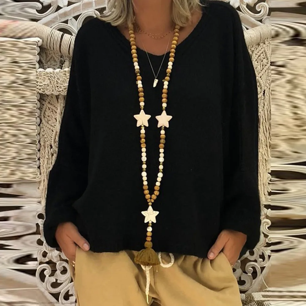 Женский свободный свитер со страусом FREE большого размера с глубоким v-образным