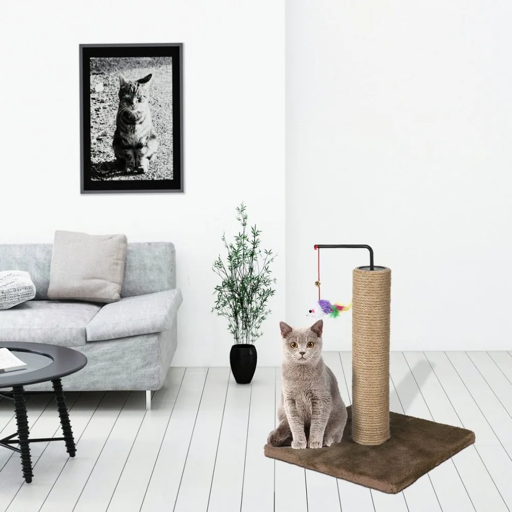 UK M6-2 Pet Cat's Tree Climbing Frame Toy with Fish Shape Bell Toy Cat Scratching Posts Cat Scratch Board Jumping Training Toy