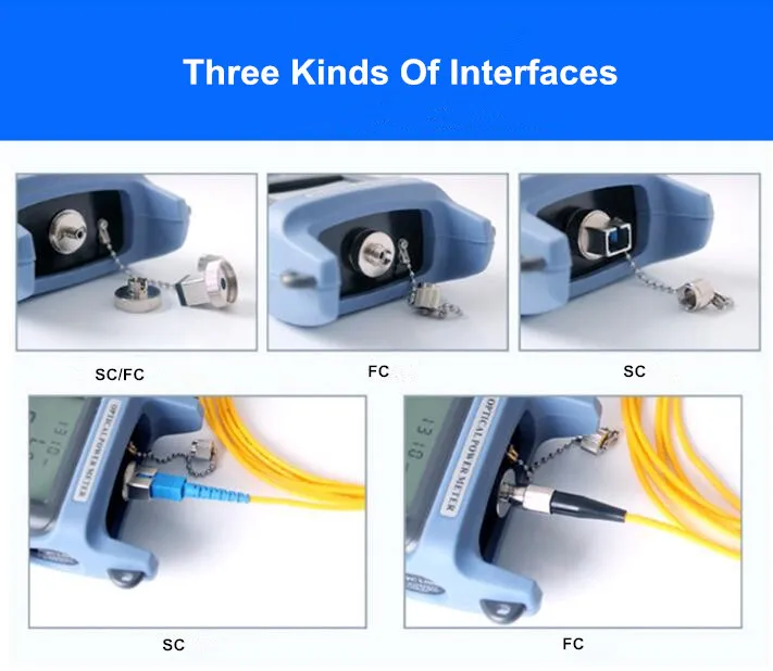 -70+10dbm FTTH Optical power meter SC/FC/ST Adapters 850nm/980/1300/1310/1490/1550/1625nm 7 wavelengths test