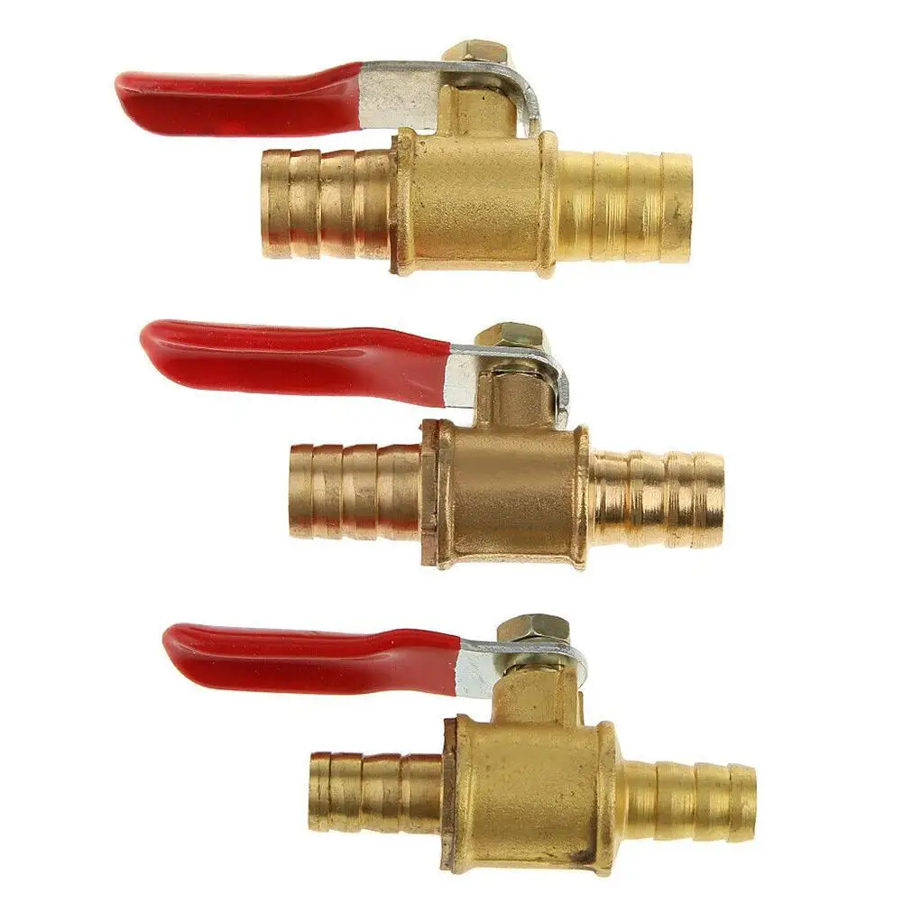 10mm Hose Barb Red Handle Pagoda Brass Water Oil Air Gas Fuel Line Shutoff Ball Valve Pipe Fittings