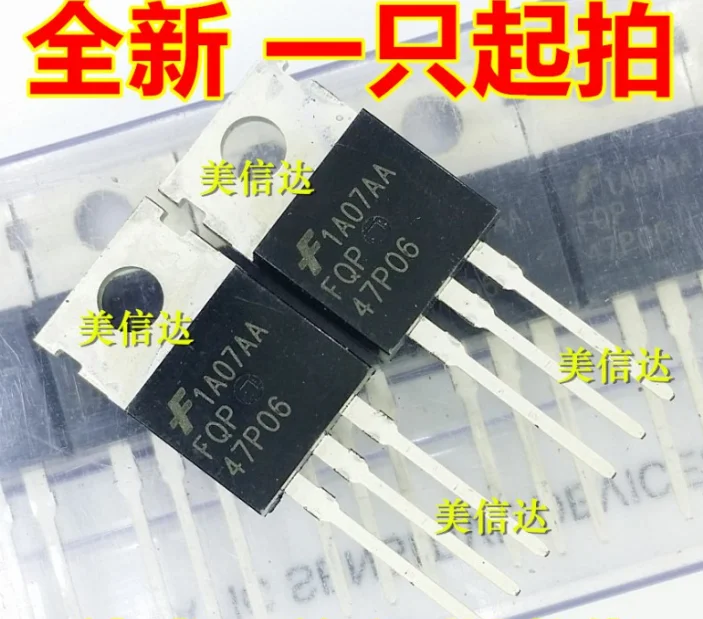 MeiMxy 10 шт. FQP47P06 TO220 47P06 47A 60 в Trans MOSFET P-CH 3-контактный (3 + Tab) TO-220 | Электронные